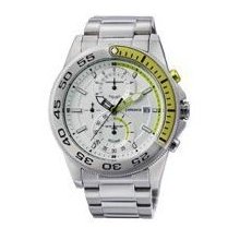 J Springs Mens Chronograph Stainless Watch - Silver Bracelet - White Dial - JSPBFD064