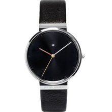 Jacob Jensen Dimension Series Men's Quartz Watch With Black Dial Analogue Display And Black Leather Strap 842