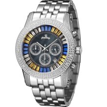 JBW Krypton Chronograph Diamond Watch Bezel Color: Stainless Steel, Dial Color: Black, Diamond Color: Multi