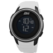 JBW Men's 'DMC-12' Black Steel Diamond-accented Digital Watch (Black/White)
