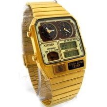 JG2002-53P - Citizen Retro Ana-Digi Temperature Classic Gold Tone Watch