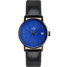 Joy Women's Quartz Watch With Blue Dial Analogue Display And Black Leather Strap Jw637