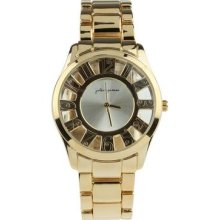Jules & James Jj1121 Ladies Gold Tone Round Transparent Watch
