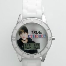 Justin Bieber Silver Tone True Belieber Digital Watch - Kids