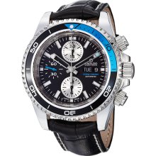Kadloo Men's 'Ocean Chrono' Black Dial Leather Strap Automatic Watch