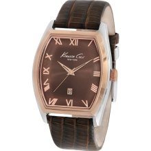 Kenneth Cole Mens New York Analog Stainless Watch - Brown Leather Strap - Brown Dial - KC1891