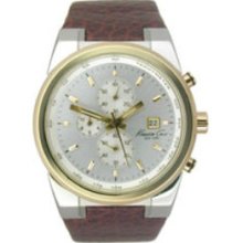 Kenneth Cole Watch Kc1915 Men's Chronograph Silver Dial Brown Genuine Leather