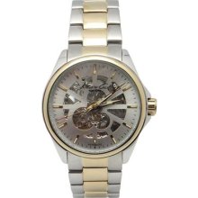 Kenneth Cole York Mens Automatic Silver Skeleton Dial Two Tone Watch