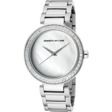 Kenneth Jay Lane Watch 2602 Women's White Crystal White Mop Dial Stainless Steel