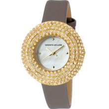 Kenneth Jay Lane Watches Women's Crystal White MOP Dial Mauve Satin M