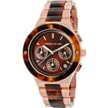 Kenneth Jay Lane Watches Women's Chronograph Brown Sunray Dial Rose Go