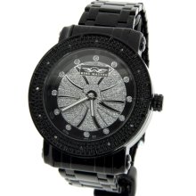 King Master Black Ionic Black-Silver Dial Diamond Men's Watch KM-22
