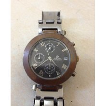 King Quartz Chronograph Watch W Date. Water Resistant & Stainless Steel Back