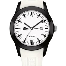Lacoste 'Advantage' Silicone Strap Watch White/ Black