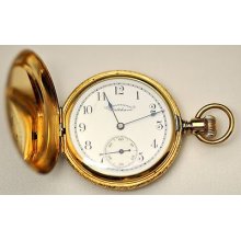 Ladies Antique American Waltham Pocket Watch 14kt Yellow Gold Hunting Case