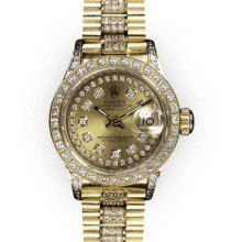 Ladies' Champagne String Diamond Dial Rolex Super President (445)