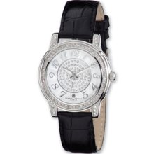 Ladies Charles Hubert Stainless Steel Silver Dial Black Leather