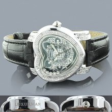 Ladies Diamond Heart Watch 0.30ct Black Luxurman