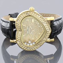 Ladies Diamond Heart Watch 0.15ct Yellow Ice Time