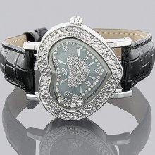 Ladies Diamond Heart Watch 0.15ct Ice Time Black