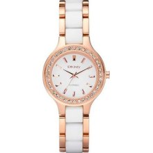 Ladies Dkny Ceramic/rose Gold Stone Set Watch Ny8141