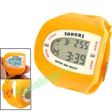 Ladies Girls Yellow Scutellate Digital Alarm Sports Watch