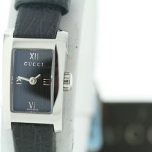 Ladies Gucci 8600l Ya086503 Black Dial Leather Strap Watch