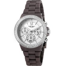 Ladies Invicta Chrono Fashion Dressy Brown Plastic Strap Crystal's Bezel Watch