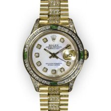 Ladies MoP Dial Emerald Channel Set Bezel Rolex Super President