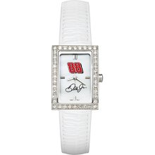 Ladies Nascar #88 Dale Jr Watch with White Leather Strap and CZ Accents
