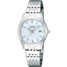 Ladies Pulsar Stainless Steel Mother of Pearl Dial Watch