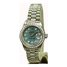 Ladies Rolex Steel Datejust Blue Dial 2.00ct Diamond Bracelet Preowned