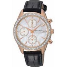 Ladies' Seiko Swarovski Crystal Rose Tone Stainless Steel Watch with Mother-of-Pearl Dial (Model: SNDY14) seiko