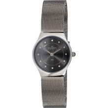 Ladies Skagen Denmark Analog Watch Grey Steel Mesh Bracelet Crystals