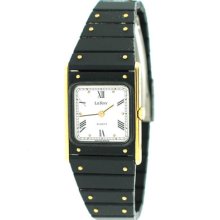Leroy Quartz (acier Inoxydable) 8801 Black & Gold Tone Ladies Watch 