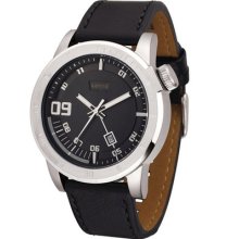 Levis Analog Date Leather Strap Black Men's Watch Lti1202