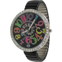 Limited Edition Ladies Black Stretchy Watch with Colorful Numbers