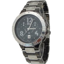 Limited Edition Mens Black and Silver Executive Watch with Date Feature - Silver - Sterling Silver