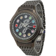 Limited Edition Pewter Watch with Precious Stone Colored Accents