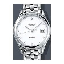 Longines Flagship Automatic Diamond 35.5mm Watch - Black Dial, Stainless Steel Bracelet L47744576 Sale Authentic