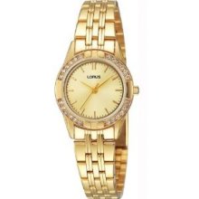 Lorus Ladies Gold Plated Stone Set Bracelet Analogue Watch Rrs92tx9