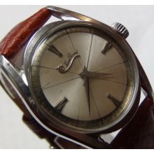 Lucien Piccard Men's Silver Unique Dial Watch w/ Leather Strap