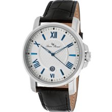 Lucien Piccard Watch 12358-023s Men's Cilindro Silver Dial Black Genuine Leather