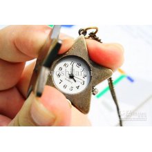 Lucky Star Watches Pocket Watch Bronze Color Quartz Digital Show Sta
