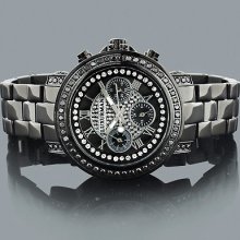Luxurman Oversized Womens Black Diamond Watch 2.15ct