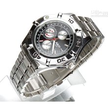 Luxury Men's Business Watch Stainless Steel Watches Sparkling Sliver