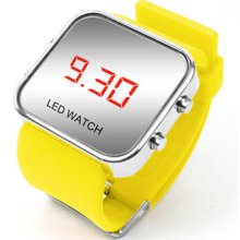 Luxury Sport Style Led Digital Mirror Watch - Yellow