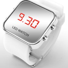 Luxury Sport Style Led Digital Mirror Watch - White
