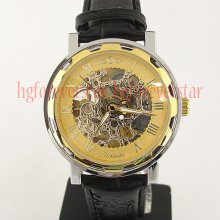Man Watch Steampunk Mechanical Watch in Golden