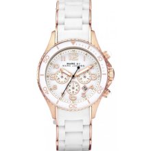 Marc By Marc Jacobs Mbm2547 White Silicone Chrono Lady Watch